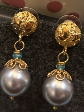 Grey and Gold Earrings